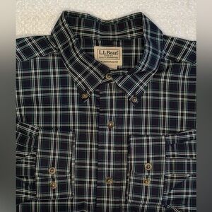 L.L. Bean Navy & Green Checkered Shirt
